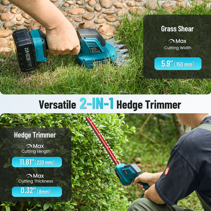 3 - in - 1 Cordless Pole Hedge Trimmer, 21V Battery Hedge & Grass Trimmer, SH300 - SeeSii