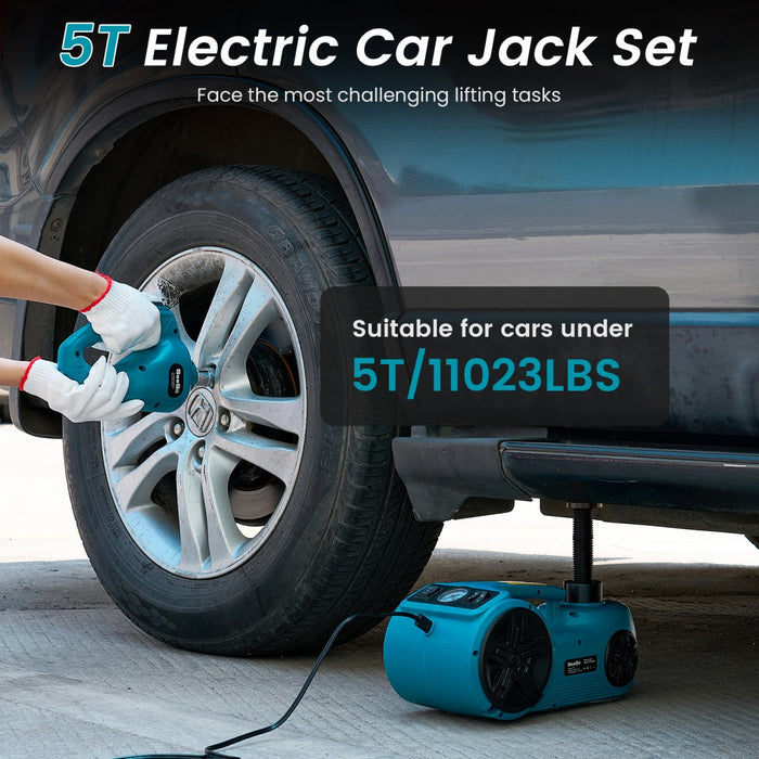 Seesii Electric Car Jack, 5 Ton Car Jack kit, 12V Hydraulic Jack with Electric Impact Wrench and Tire Inflator Pump, Portable Car Jack Kit for SUV MPV Truck Change Tires Garage Repair - car jack - SeeSii