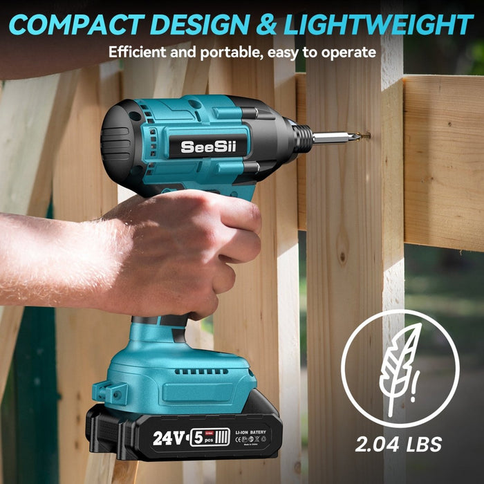 Seesii QH150 Impact Driver Kit, 21V Max Torque 1590In - lbs(180N.m) Cordless Impact Driver Set with Two 2.0Ah Battery, 1/4" Hex Chuck Power Impact Drill - impact wrench - SeeSii