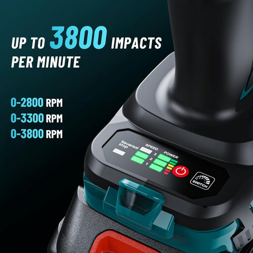 Seesii WH1000 3/4‘’ 1600N.m Cordless Impact Wrench, 5.0Ah Battery, Brushless Motor, LED Light, 24x7 Customer Support - impact wrench - SeeSii