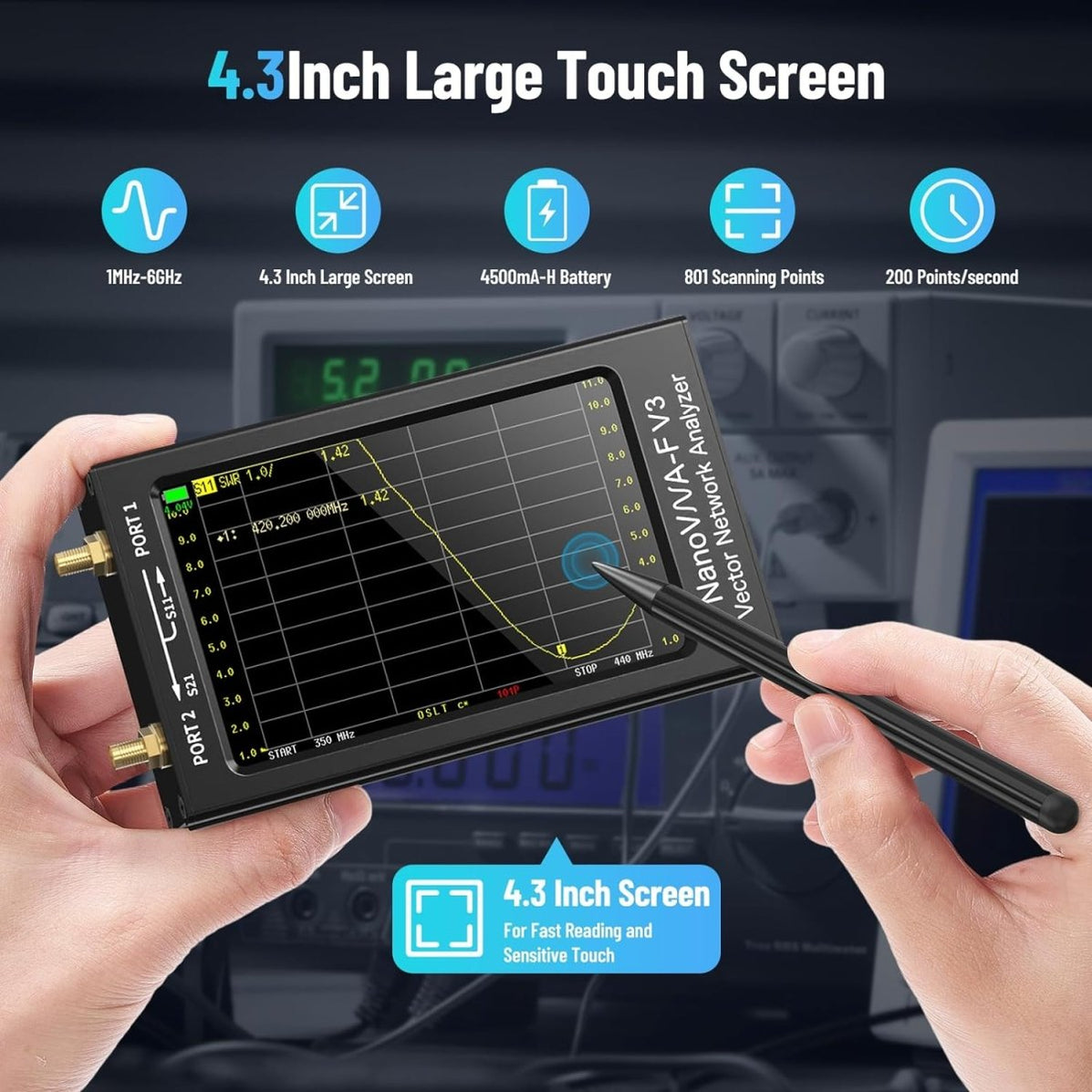 Seesii NanoVNA-F V3 4.3'' Vector Network Analyzer 1MHz-6GHz — SeeSii